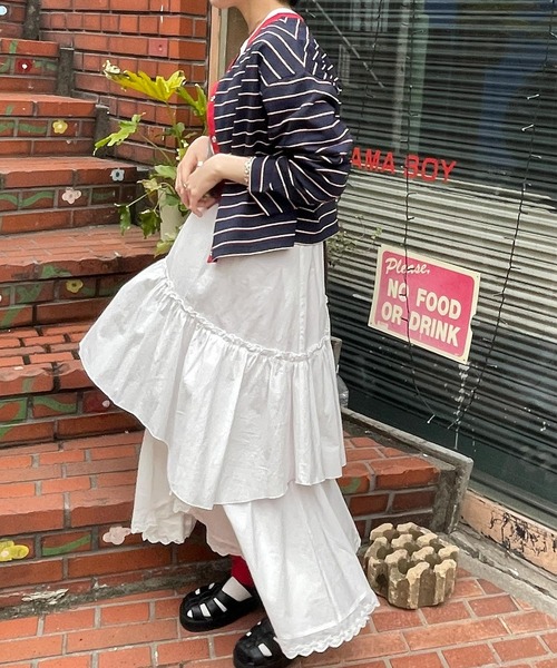 byYOUANCE（バイユアンス）の「マルチボーダースナップボタンカーディガン（カーディガン/ボレロ・レディース・ネイビー/サックスブルー/イエロー/ブルー系その他・FREE）」の7枚目の写真