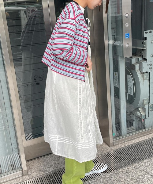 byYOUANCE（バイユアンス）の「マルチボーダースナップボタンカーディガン（カーディガン/ボレロ・レディース・ネイビー/サックスブルー/イエロー/ブルー系その他・FREE）」の21枚目の写真