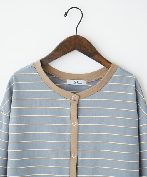 byYOUANCE（バイユアンス）の「マルチボーダースナップボタンカーディガン（カーディガン/ボレロ・レディース・ネイビー/サックスブルー/イエロー/ブルー系その他・FREE）」の14枚目の写真