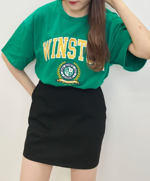 INGNI(イング)の「フロッキーカレッジロゴ半袖Tシャツ(Tシャツ/カットソー・レディース・ネイビー/レッド/グリーン/ホワイト×グリーン/ホワイト×ピンク・M)」の2枚目の写真