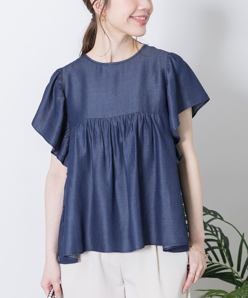 URBAN RESEARCH Sonny Label（アーバンリサーチサニーレーベル）の「フレアスリーブデニムブラウス（シャツ/ブラウス・レディース・インディゴブルー/ライトインディゴブルー・FREE）」の2枚目の写真