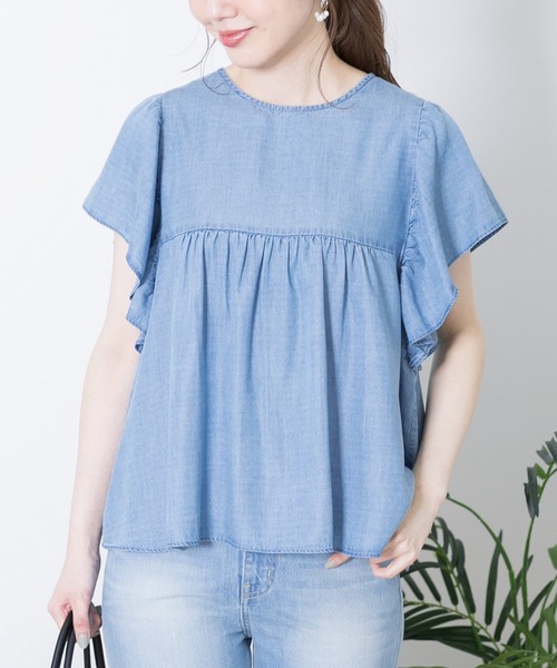 URBAN RESEARCH Sonny Label（アーバンリサーチサニーレーベル）の「フレアスリーブデニムブラウス（シャツ/ブラウス・レディース・インディゴブルー/ライトインディゴブルー・FREE）」の5枚目の写真