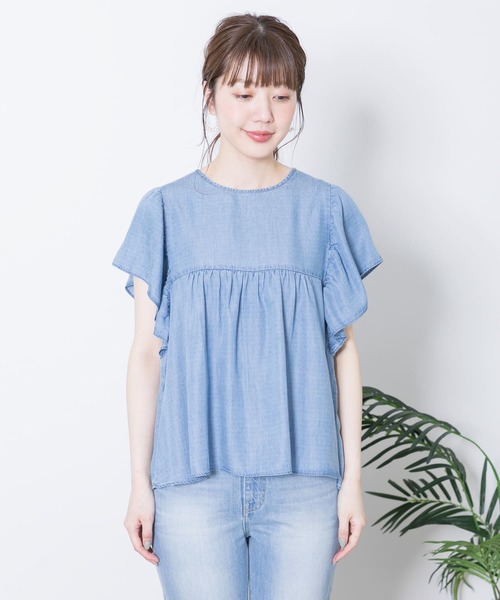 URBAN RESEARCH Sonny Label（アーバンリサーチサニーレーベル）の「フレアスリーブデニムブラウス（シャツ/ブラウス・レディース・インディゴブルー/ライトインディゴブルー・FREE）」の11枚目の写真