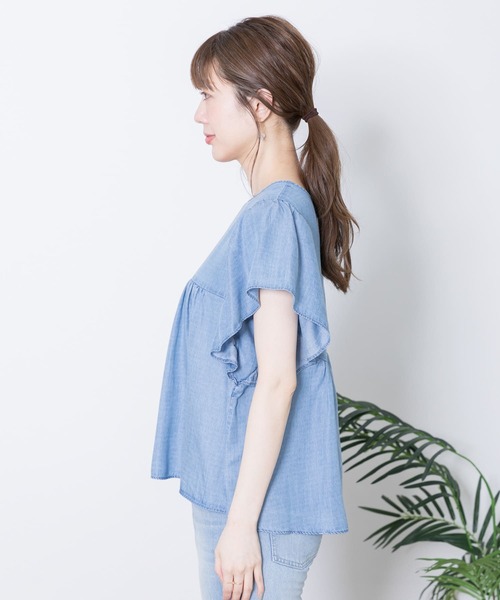 URBAN RESEARCH Sonny Label（アーバンリサーチサニーレーベル）の「フレアスリーブデニムブラウス（シャツ/ブラウス・レディース・インディゴブルー/ライトインディゴブルー・FREE）」の12枚目の写真