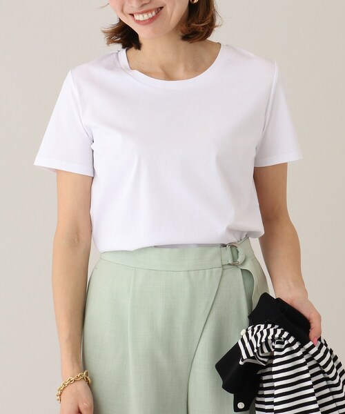 UNTITLED(アンタイトル)の「【接触冷感】アイスクリアコットンTシャツ(Tシャツ/カットソー・レディース・オフホワイト/ブラック/ダークグレー・44/02/04/48/00)」の2枚目の写真