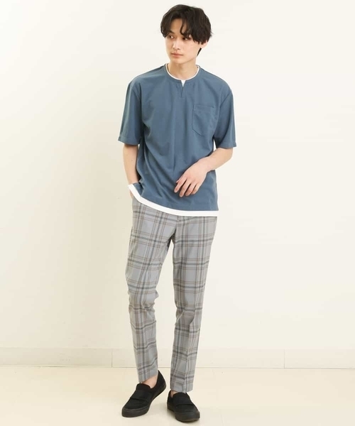 a.v.v（アーヴェヴェ）の「【S-XXL】チェック柄スマートスラックス（アンクル丈）（スラックス・メンズ・ベージュ/ホワイト/ライトグレー/グレー・46/48/50/52/44）」の12枚目の写真