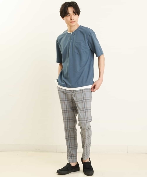 a.v.v（アーヴェヴェ）の「【S-XXL】チェック柄スマートスラックス（アンクル丈）（スラックス・メンズ・ベージュ/ホワイト/ライトグレー/グレー・46/48/50/52/44）」の13枚目の写真