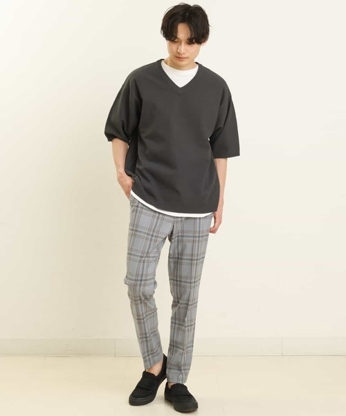 a.v.v（アーヴェヴェ）の「【S-XXL】チェック柄スマートスラックス（アンクル丈）（スラックス・メンズ・ベージュ/ホワイト/ライトグレー/グレー・46/48/50/52/44）」の14枚目の写真