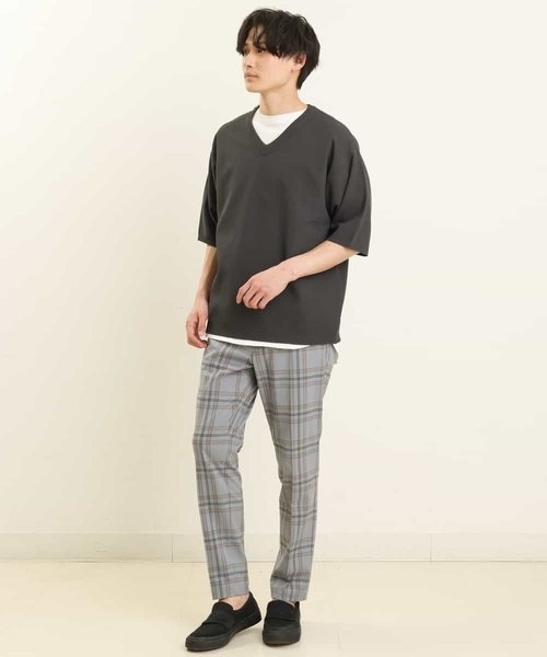 a.v.v（アーヴェヴェ）の「【S-XXL】チェック柄スマートスラックス（アンクル丈）（スラックス・メンズ・ベージュ/ホワイト/ライトグレー/グレー・46/48/50/52/44）」の15枚目の写真