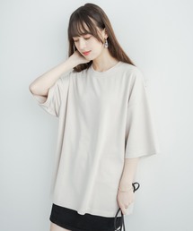オーバーサイズ 接触冷感 クールダンボール配色ステッチクルーネックTシャツ