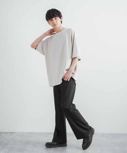 Rocky Monroe(ロッキーモンロー)の「オーバーサイズ 接触冷感 クールダンボール配色ステッチクルーネックTシャツ(Tシャツ/カットソー・メンズ・ホワイト/チャコールグレー/ライトグレー/ブラック/パープル/マスタード/ブルーグリーン/ライトベージュ・M/L)」の10枚目の写真