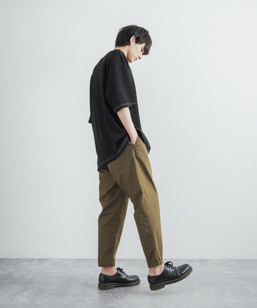 Rocky Monroe(ロッキーモンロー)の「オーバーサイズ 接触冷感 クールダンボール配色ステッチクルーネックTシャツ(Tシャツ/カットソー・メンズ・ホワイト/チャコールグレー/ライトグレー/ブラック/パープル/マスタード/ブルーグリーン/ライトベージュ・M/L)」の19枚目の写真