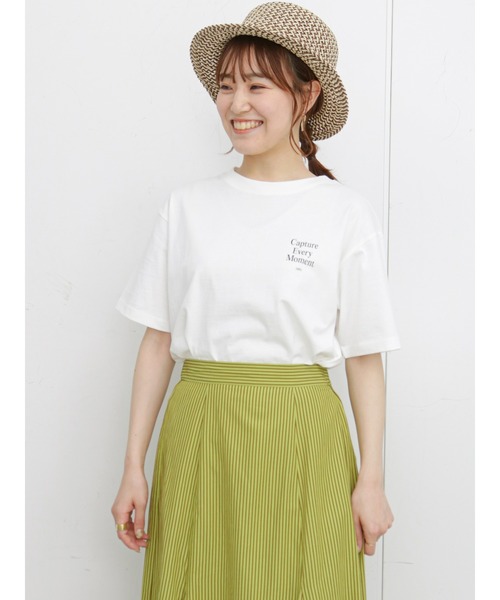 ehka sopo（エヘカソポ）の「左胸ロゴプリントTシャツ（Tシャツ/カットソー・レディース・オフホワイト/ピンク/グリーン・ﾌﾘ-）」の2枚目の写真