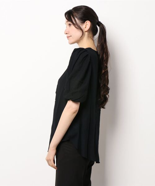 STYLEBLOCK(スタイルブロック)の「楊柳ボリュームスリーブブラウス(シャツ/ブラウス・レディース・ブラック/ホワイト系その他/オレンジ・M)」の4枚目の写真