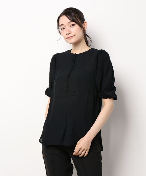 STYLEBLOCK(スタイルブロック)の「楊柳ボリュームスリーブブラウス(シャツ/ブラウス・レディース・ブラック/ホワイト系その他/オレンジ・M)」の6枚目の写真