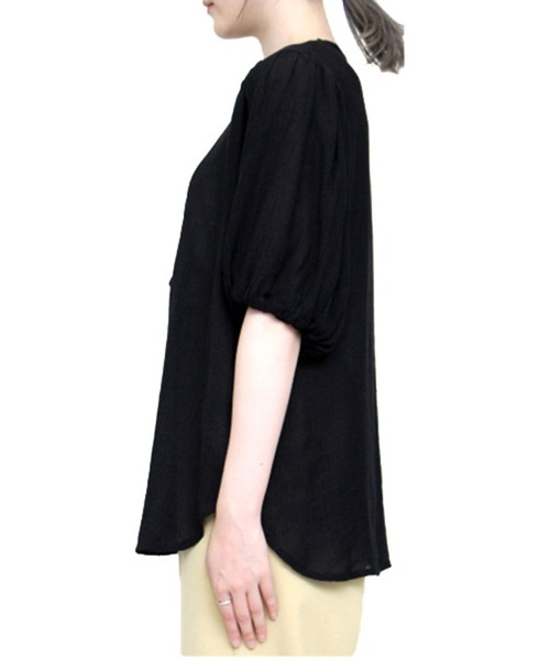 STYLEBLOCK(スタイルブロック)の「楊柳ボリュームスリーブブラウス(シャツ/ブラウス・レディース・ブラック/ホワイト系その他/オレンジ・M)」の7枚目の写真