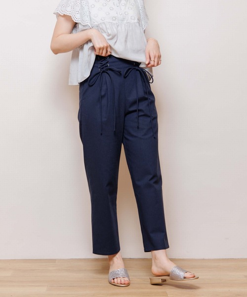 flower(フラワー)の「マリンレースアップパンツ(スラックス・レディース・アイボリー/ネイビー・FREE)」の1枚目の写真