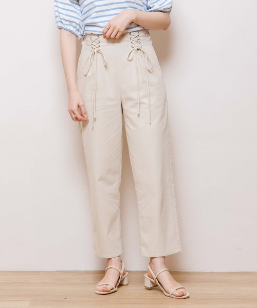 flower(フラワー)の「マリンレースアップパンツ(スラックス・レディース・アイボリー/ネイビー・FREE)」の11枚目の写真