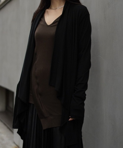ADDICT NOIR（アディクトノアー）の「ADDICT NOIR/アディクト ノアー/Drape Cardi（カーディガン/ボレロ・レディース・ブラウン/ブラック・FREE）」の4枚目の写真