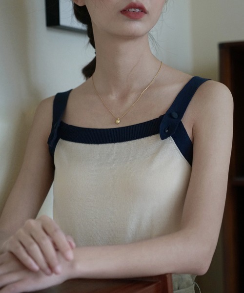 MANGROVE（マングローブ）の「デザインストラップニットキャミソール（キャミソール・レディース・ネイビー/アイボリー/ホワイト×レッド/ホワイト×ネイビー・FREE）」の21枚目の写真