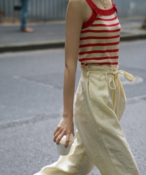 MANGROVE（マングローブ）の「デザインストラップニットキャミソール（キャミソール・レディース・ネイビー/アイボリー/ホワイト×レッド/ホワイト×ネイビー・FREE）」の13枚目の写真