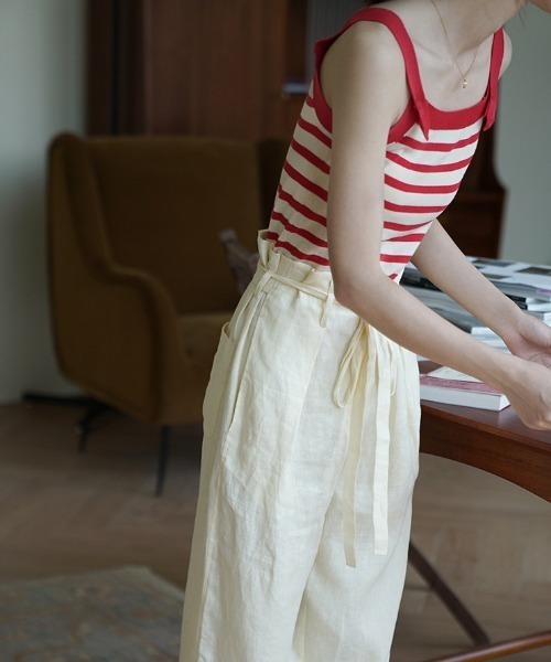 MANGROVE（マングローブ）の「デザインストラップニットキャミソール（キャミソール・レディース・ネイビー/アイボリー/ホワイト×レッド/ホワイト×ネイビー・FREE）」の19枚目の写真