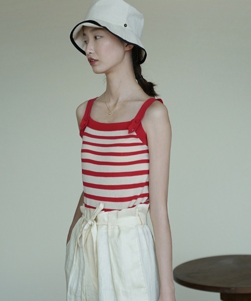 MANGROVE（マングローブ）の「デザインストラップニットキャミソール（キャミソール・レディース・ネイビー/アイボリー/ホワイト×レッド/ホワイト×ネイビー・FREE）」の14枚目の写真