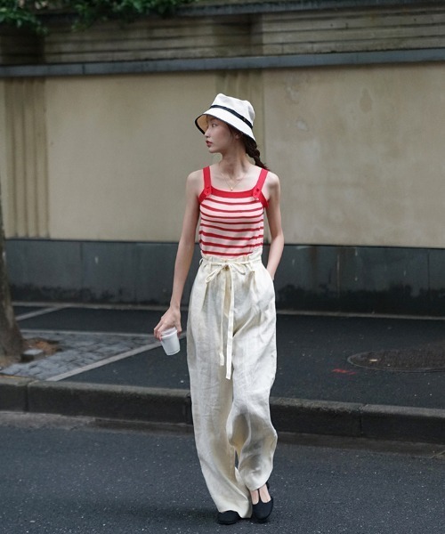 MANGROVE（マングローブ）の「デザインストラップニットキャミソール（キャミソール・レディース・ネイビー/アイボリー/ホワイト×レッド/ホワイト×ネイビー・FREE）」の17枚目の写真