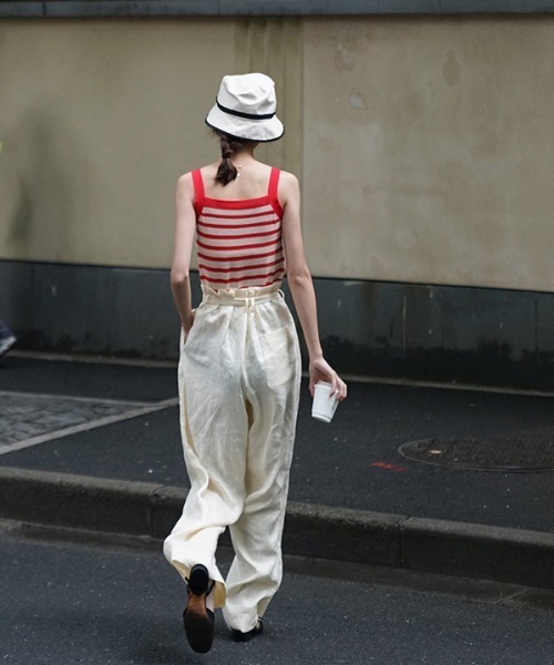 MANGROVE（マングローブ）の「デザインストラップニットキャミソール（キャミソール・レディース・ネイビー/アイボリー/ホワイト×レッド/ホワイト×ネイビー・FREE）」の18枚目の写真