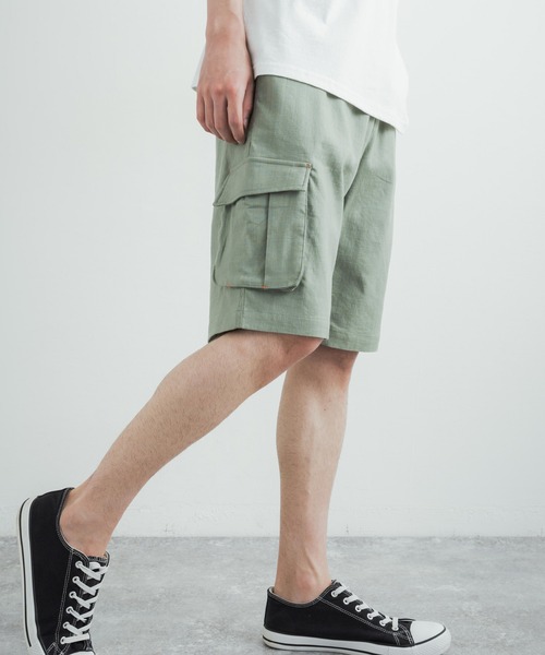 KRIFF MAYER（クリフメイヤー）の「KRIFF MAYER クリフメイヤー コットンリネンカーゴキャンプイージーショートパンツ（カーゴパンツ・メンズ・ベージュ/オリーブ/チャコール・L/M）」の3枚目の写真