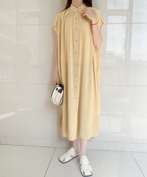 Doux Belle（ドゥーベル）の「フレンチスリーブシャツワンピース（シャツワンピース・レディース・ホワイト/ベージュ/ネイビー/イエロー/ライトグリーン・FREE）」の10枚目の写真