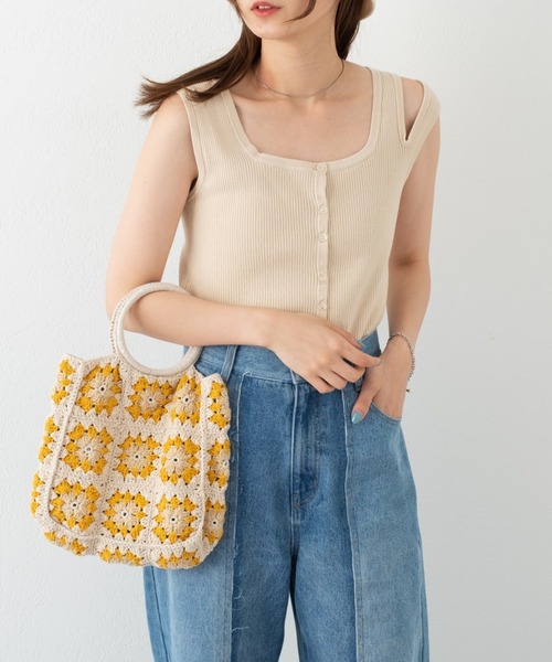 Kastane（カスタネ）の「パッチワークハンドクロシェBAG（ハンドバッグ・レディース・ブラック/ベージュ/アイボリー・FREE）」の10枚目の写真