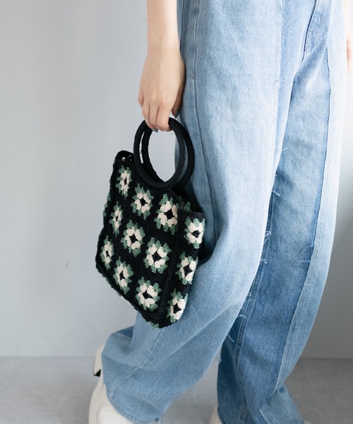 Kastane（カスタネ）の「パッチワークハンドクロシェBAG（ハンドバッグ・レディース・ブラック/ベージュ/アイボリー・FREE）」の13枚目の写真