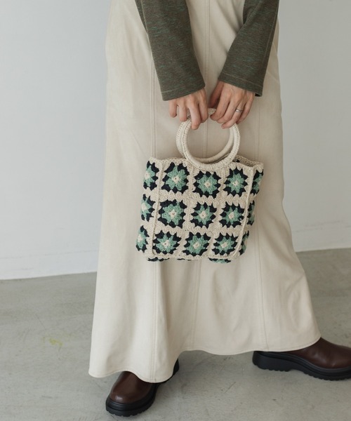 Kastane（カスタネ）の「パッチワークハンドクロシェBAG（ハンドバッグ・レディース・ブラック/ベージュ/アイボリー・FREE）」の8枚目の写真