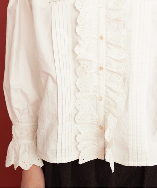 Malle(マル)の「malle オックス カットワーク刺繍 ブラウス(シャツ/ブラウス・レディース・ホワイト/ブラック・FREE)」の11枚目の写真
