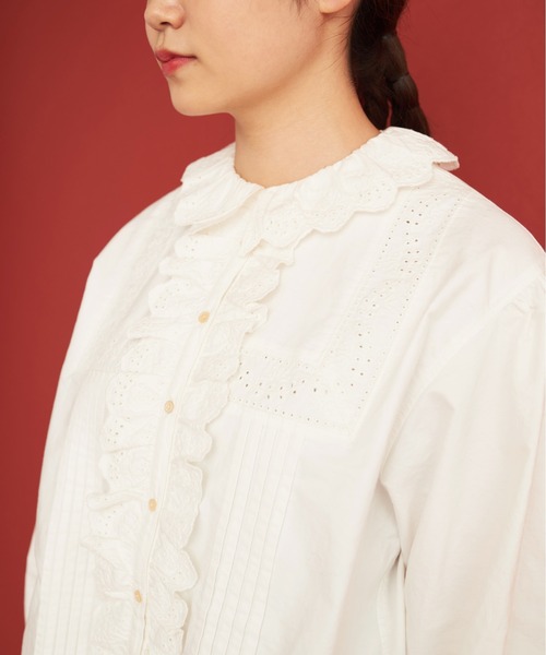 Malle(マル)の「malle オックス カットワーク刺繍 ブラウス(シャツ/ブラウス・レディース・ホワイト/ブラック・FREE)」の13枚目の写真