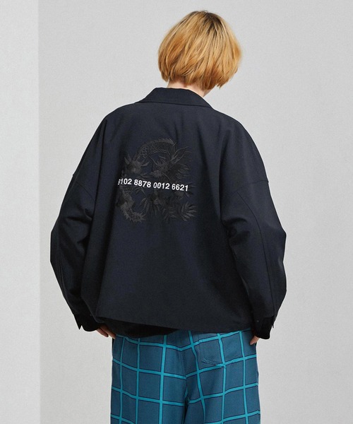 SHAREEF(シャリーフ)の「PLAIN WEAVE SWING TOP(ブルゾン・メンズ・ブラック/ダークグリーン/モカ・1/2/3)」の2枚目の写真