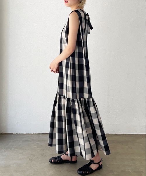 Shelly island(シェリーアイランド)の「アソートチェックロングワンピース(ワンピース・レディース・ブラック・M)」の11枚目の写真