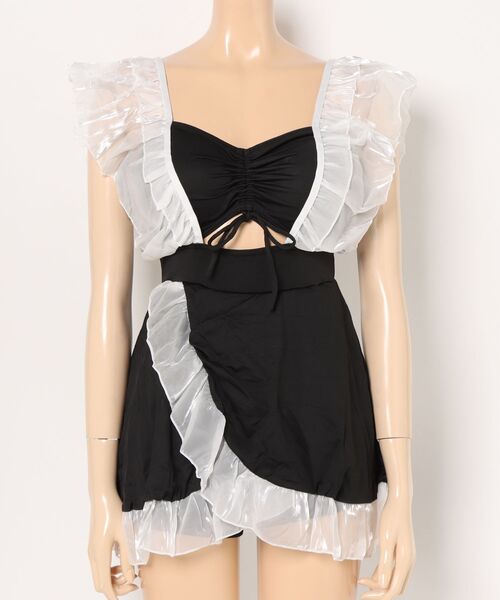 Jasmine Grandiflorum(ジャスミングランディフローラム)の「【Jasmine】フリルギンガムチェック体型カバー水着 (SS)(水着・レディース・ピンク/ライトブルー/ネイビー/ブラック・MEDIUM/X-LARGE/LARGE)」の19枚目の写真