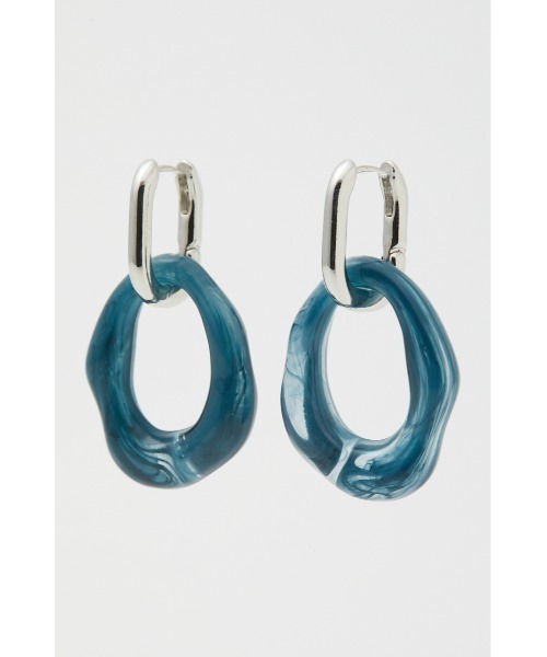 AZUL by moussy（アズールバイマウジー）の「2WAY COLOR ACRYL RING EARRINGS/フェイクパールアシンメトリーイヤリング（ピアス（両耳用）・レディース・イエロー/ダークブルー・FREE）」の4枚目の写真