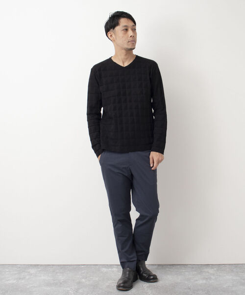 Stutostein Nolley's(シュテットシュタインノーリーズ)の「幾何学リンクスVネック長袖Tシャツ ロンT(Tシャツ/カットソー・メンズ・ホワイト/ブラック/ネイビー・L/M/S/XL)」の4枚目の写真