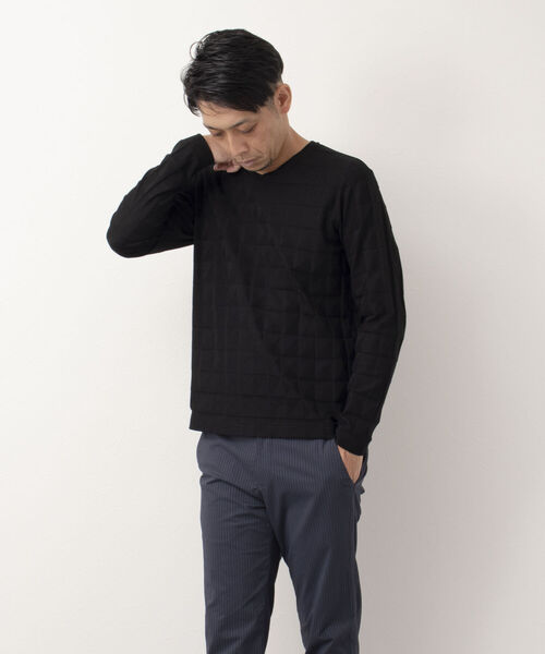 Stutostein Nolley's(シュテットシュタインノーリーズ)の「幾何学リンクスVネック長袖Tシャツ ロンT(Tシャツ/カットソー・メンズ・ホワイト/ブラック/ネイビー・L/M/S/XL)」の6枚目の写真