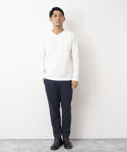 Stutostein Nolley's(シュテットシュタインノーリーズ)の「幾何学リンクスVネック長袖Tシャツ ロンT(Tシャツ/カットソー・メンズ・ホワイト/ブラック/ネイビー・L/M/S/XL)」の9枚目の写真
