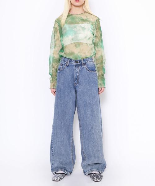 PUNYUS(プニュズ)の「デニムバギーパンツ(デニムパンツ・レディース・ライトインディゴブルー/ブラック・1/2/3/4)」の9枚目の写真