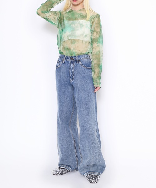 PUNYUS(プニュズ)の「デニムバギーパンツ(デニムパンツ・レディース・ライトインディゴブルー/ブラック・1/2/3/4)」の8枚目の写真