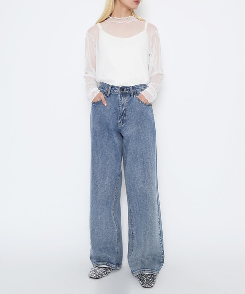 PUNYUS(プニュズ)の「デニムバギーパンツ(デニムパンツ・レディース・ライトインディゴブルー/ブラック・1/2/3/4)」の11枚目の写真