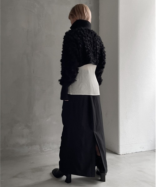 Solace（ソレイス）の「ハーフジップフリンジショートニット（ニット/セーター・レディース・ホワイト/ブラック・FREE）」の10枚目の写真