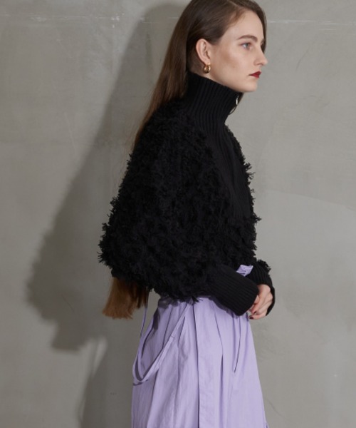 Solace（ソレイス）の「ハーフジップフリンジショートニット（ニット/セーター・レディース・ホワイト/ブラック・FREE）」の18枚目の写真