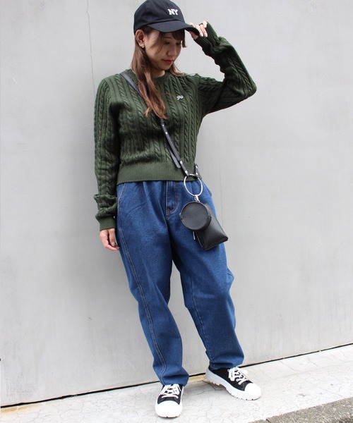 INGNI（イング）の「胸刺しゅうケーブルニット（ニット/セーター・レディース・ブラック/グリーン/アイボリー/ベージュ・M）」の7枚目の写真