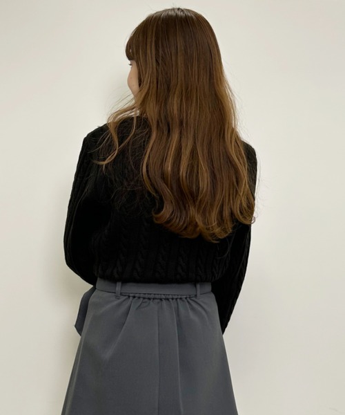 INGNI（イング）の「胸刺しゅうケーブルニット（ニット/セーター・レディース・ブラック/グリーン/アイボリー/ベージュ・M）」の14枚目の写真